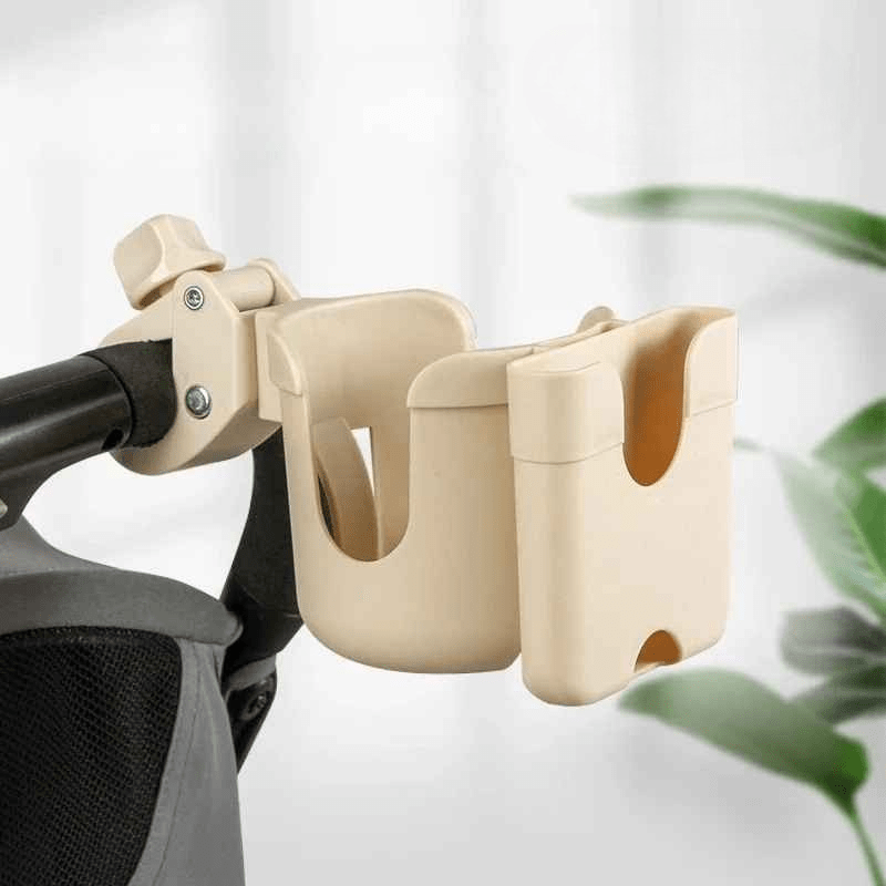 accessoire-poussette-gobelet-porte-biberon-beige-attache-serrage-robuste-universelle-adaptatif-tous-transports-facilite-balades-avec-bebe-joie-de-bébé
