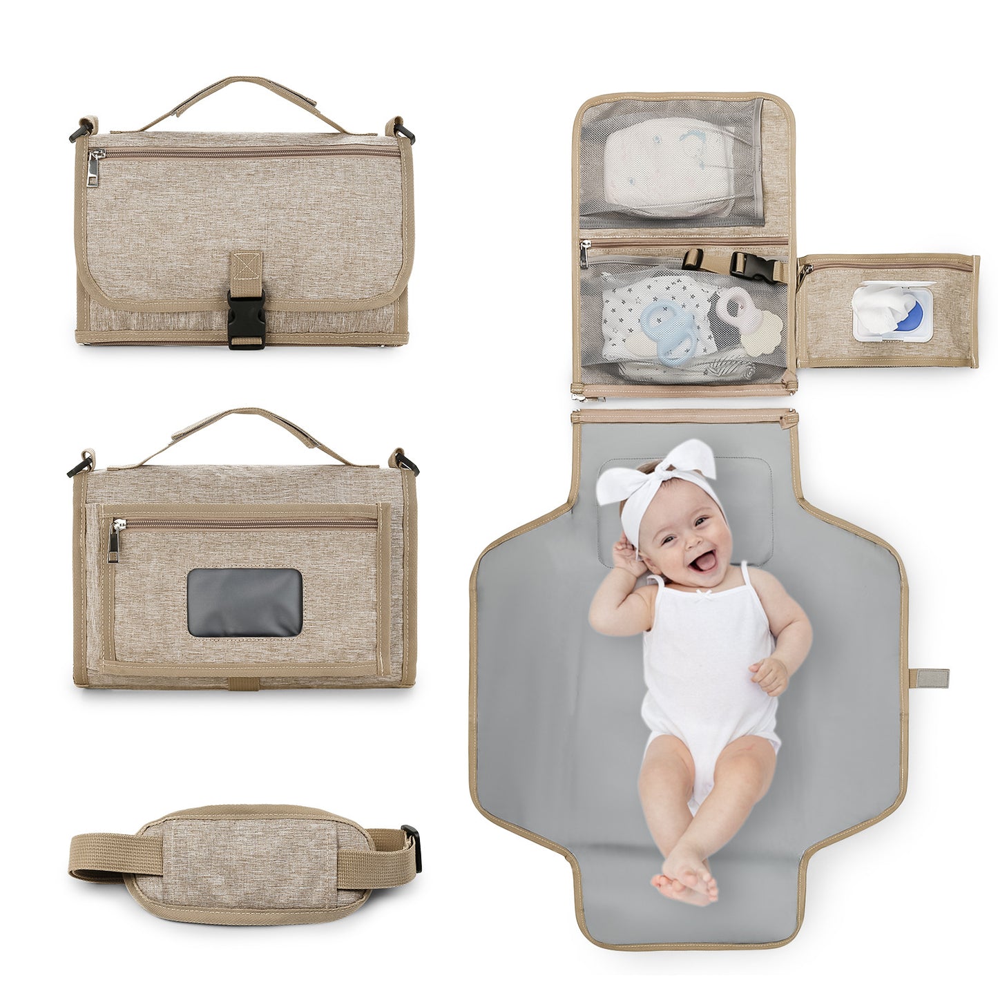Matelas-langer-khaki-nomade-accessoire-voyage-bebe-parent-en-deplacement-maman-active-boutique-store-joie-de-bebe-sangles-poussette-incluses-poche-humide-separatrice