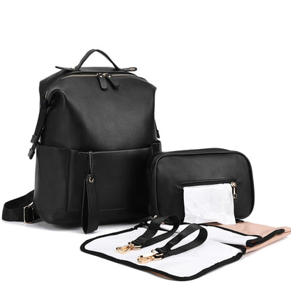 sac-a-langer-noir-cuir-matelas-a-langer-inclus-sangles-poussette