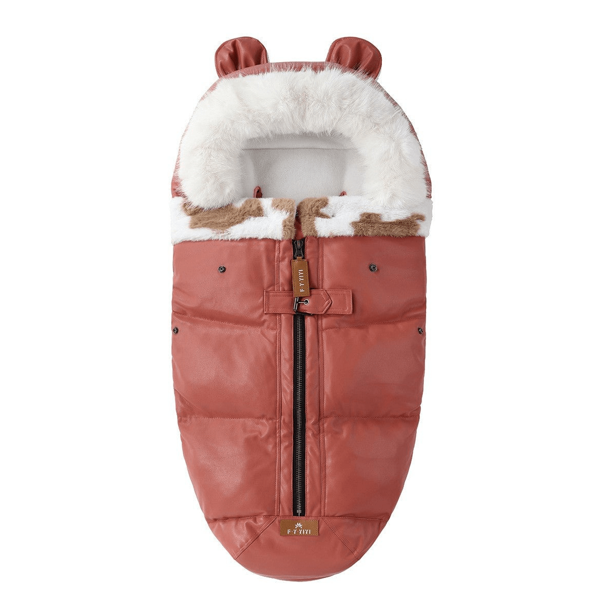 chanceliere-bebe-rose-foncé-fourrure-blanche-douce-chaleureuse-multifonction-hiver