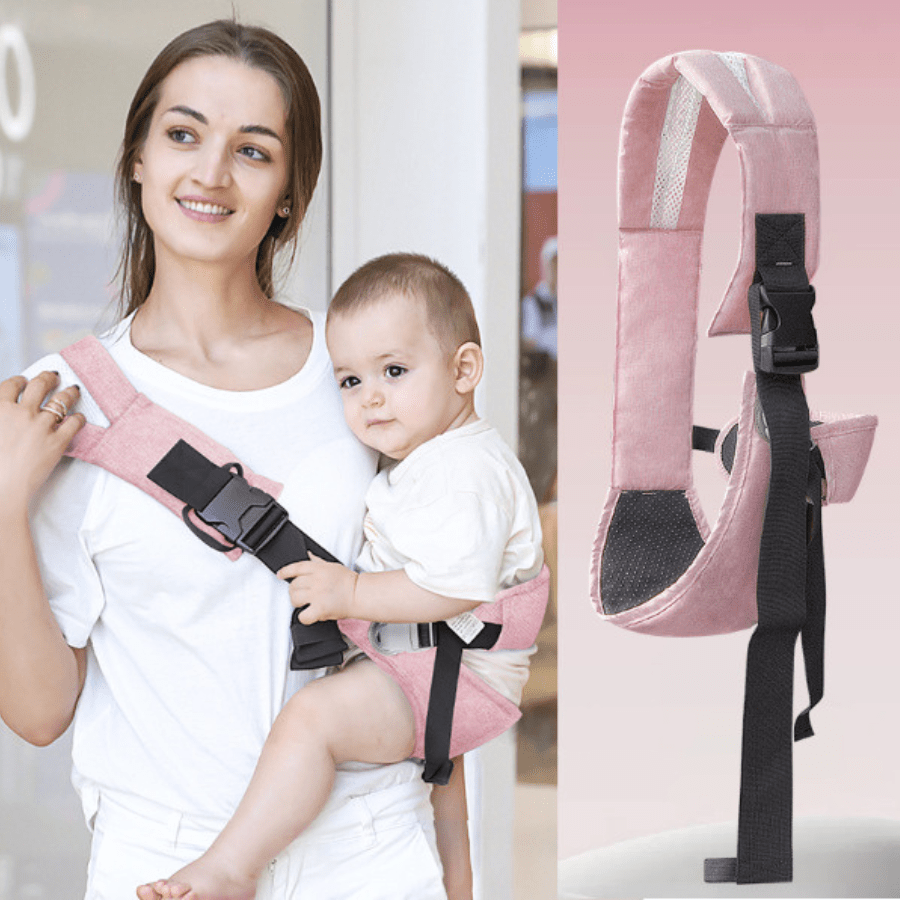 écharpe-de-portage-bébé-joie-de-bébé-accessoire-voyage-déplacement-avec-bébé-tache-maison-journaliere-avec-bébé-contre-vous-parent actif-rose-femme-enceinte