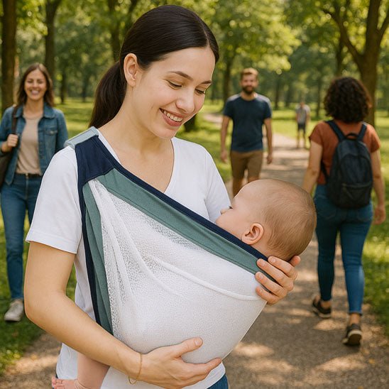 echarpe-porte-bebe-écharpe-de-portage-bébé-promenade-familiale-parc-voyage-rester-actif-balade-sortie-bébé-joie-de-bébé