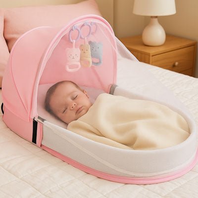 lit-bebe-de-voyage-rose-sommeil-bebe-partout-exterieur-maison-bebe-dort-bien-grace-matelas-a-langer-portable-lit-bebe-de-voyage-joie-de-bebe