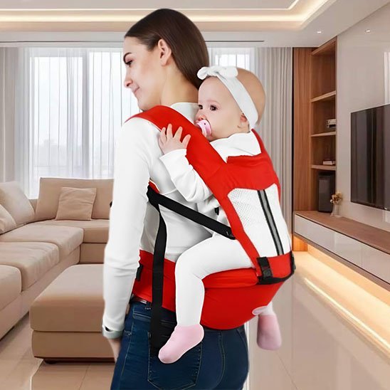 porte-bebe-rouge-coconis-position-dos-derriere-balade-sortie-promenade-avec-bébé