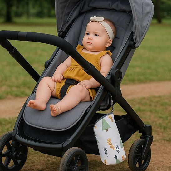 porte-biberon-motif-sapin-feuille-automne-attache-poussette-accessoire-balade-parc-voyage-avec-bébé