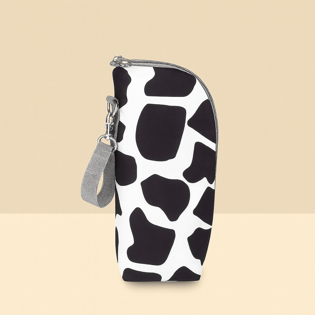 porte-biberon-tache-vache-stylé-multifonction-poche-isotherme-amovible-lavable-en-machine