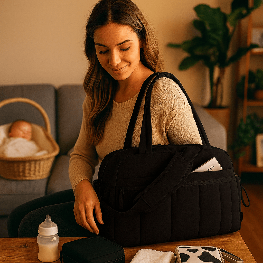 sac-a-langer-noir-doudi-souple-confortable-acticité-quotidienne-avec-bébé-balade-sorties-joie-de-bébé