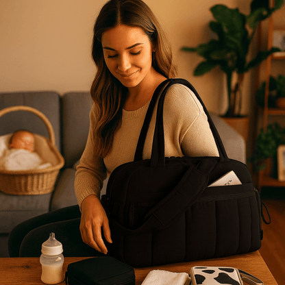 sac-a-langer-noir-doudi-souple-confortable-acticité-quotidienne-avec-bébé-balade-sorties-joie-de-bébé