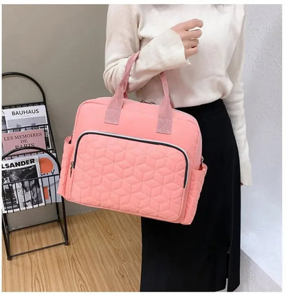sac-a-langer-rose-elegant-stylish-sac-a-langer-bebe-espace-genereux-impermeable-polyvalent-parc-voyage-sortie-parentale-course-rapide